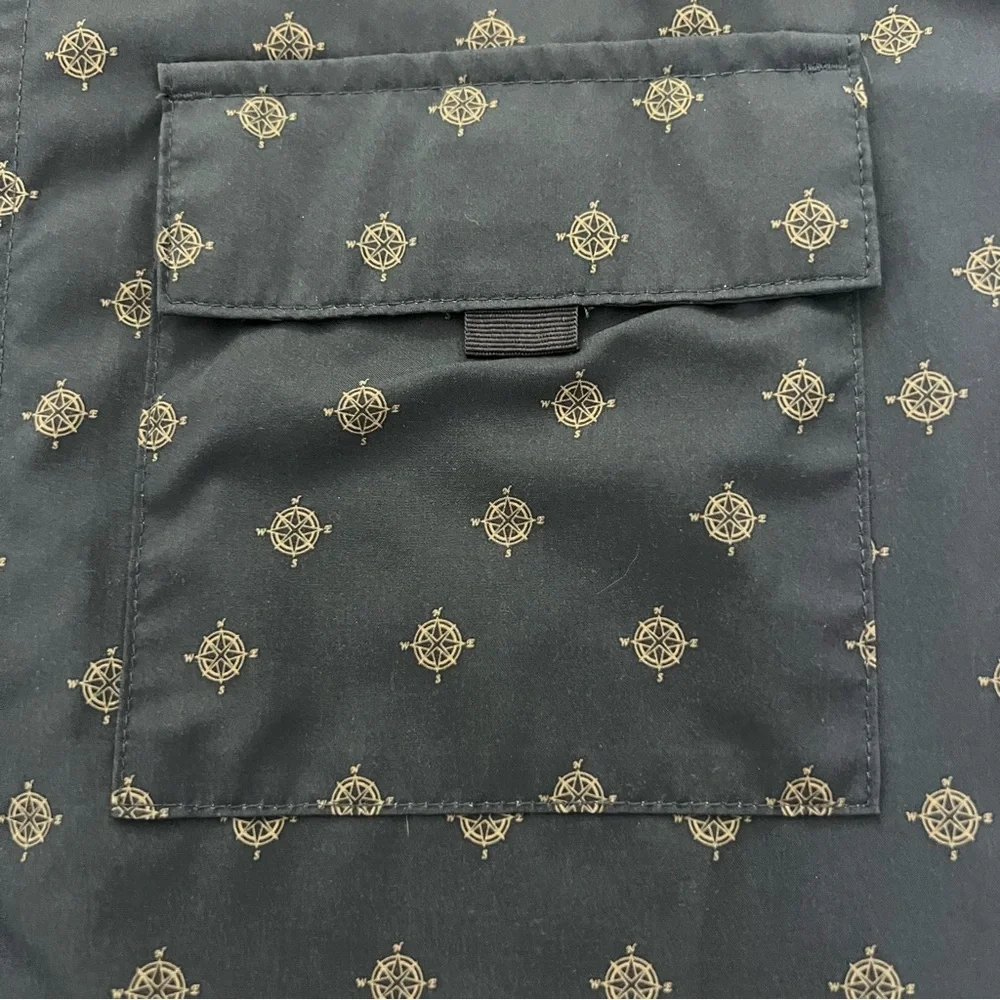 Men's Navy Short-Sleeve Button-Down Shirt with Micro Print